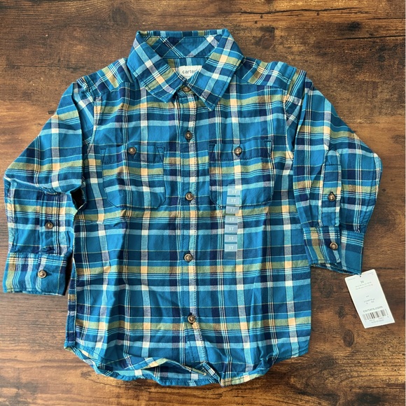 NWT Carter’s 3T Button down plaid shirt - Picture 1 of 4
